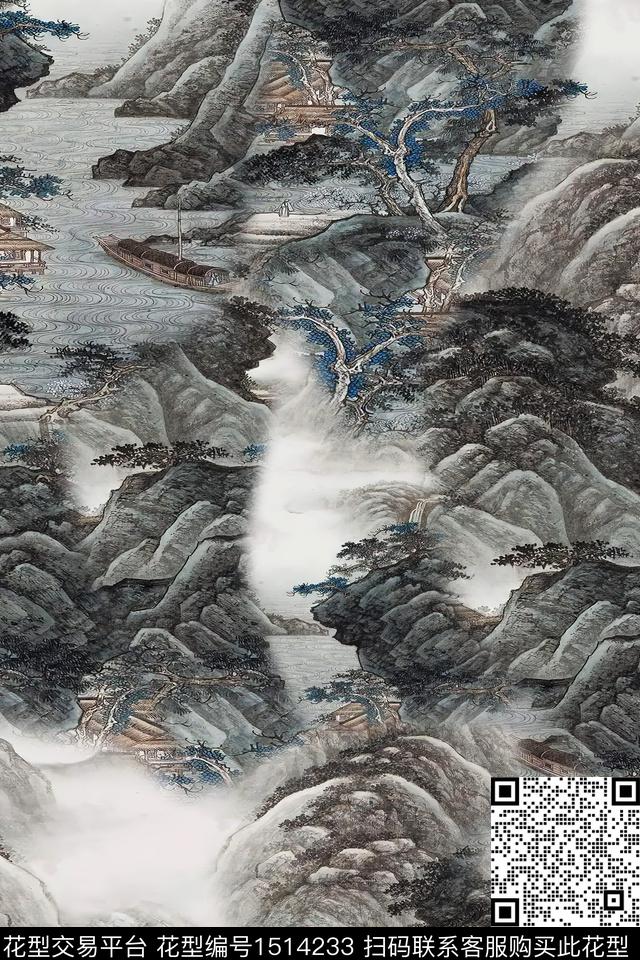 香云纱中老年国画数码印花华亿平台下载（图片编号: 1514233） - 瓦栏（Walan）