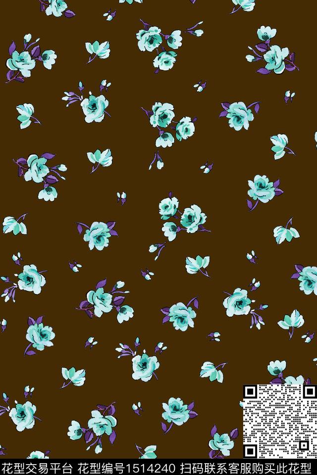 花卉大牌风小碎花数码印花华亿平台下载（图片编号: 1514240） - 瓦栏（Walan）