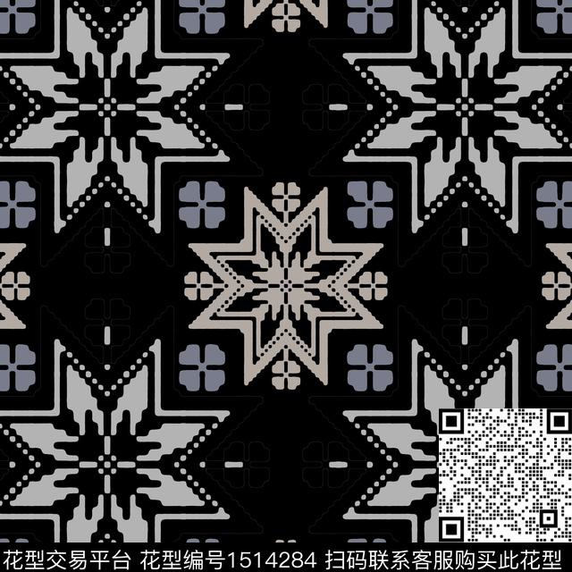 传统纹样民族风费尔岛传统印花华亿平台下载（图片编号: 1514284） - 瓦栏（Walan）