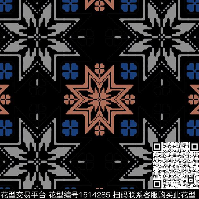 传统纹样民族风费尔岛传统印花华亿平台下载（图片编号: 1514285） - 瓦栏（Walan）