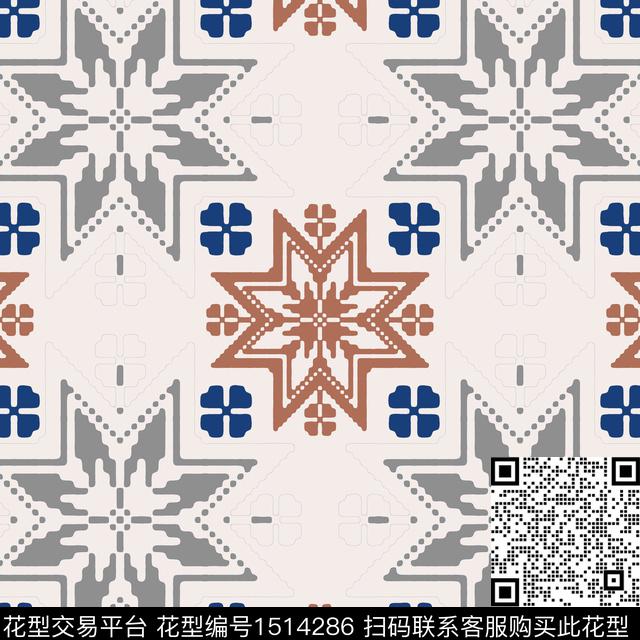 传统纹样民族风费尔岛传统印花华亿平台下载（图片编号: 1514286） - 瓦栏（Walan）