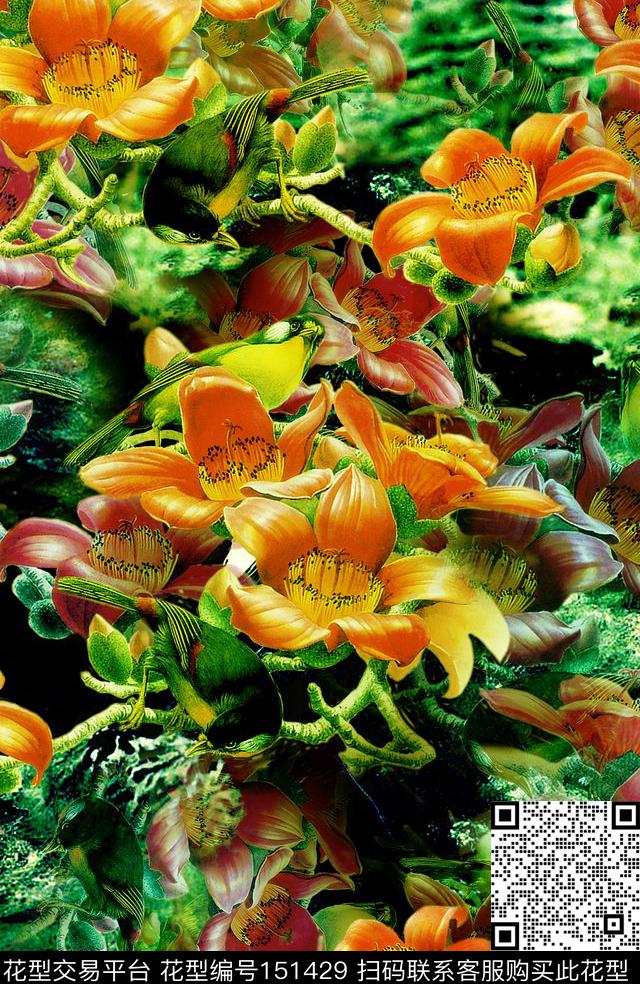 浓墨重彩热烈狂放数码印花华亿平台下载（图片编号: 151429） - 瓦栏（Walan）