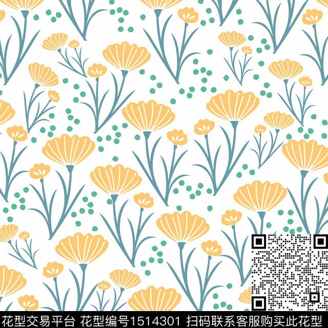 黑底花卉时尚彩底花卉数码印花华亿平台下载（图片编号: 1514301） - 瓦栏（Walan）