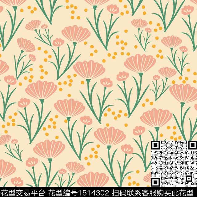 花卉时尚彩底花卉数码印花华亿平台下载（图片编号: 1514302） - 瓦栏（Walan）