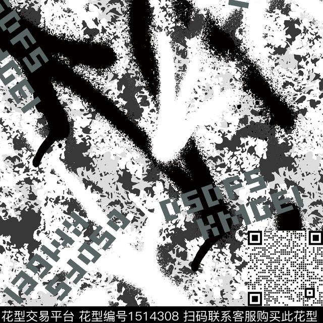 字母大牌风抽象数码印花华亿平台下载（图片编号: 1514308） - 瓦栏（Walan）