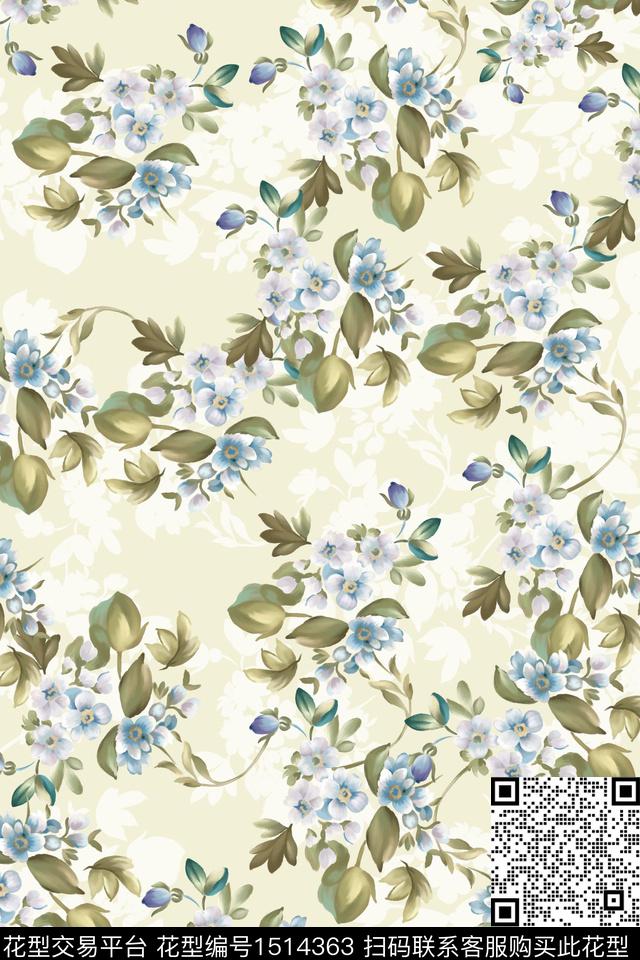 花卉真丝小碎花数码印花华亿平台下载（图片编号: 1514363） - 瓦栏（Walan）