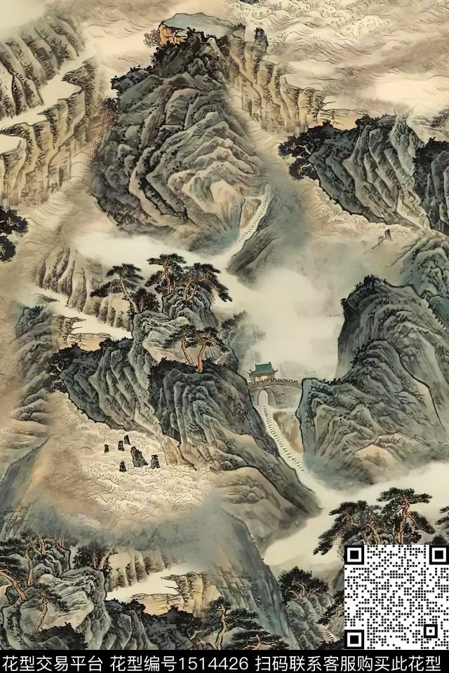 香云纱中老年国画数码印花华亿平台下载（图片编号: 1514426） - 瓦栏（Walan）