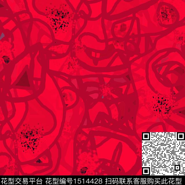 线条抽象混合拼接数码印花华亿平台下载（图片编号: 1514428） - 瓦栏（Walan）