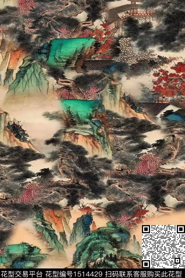 香云纱中老年国画数码印花华亿平台下载（图片编号: 1514429） - 瓦栏（Walan）