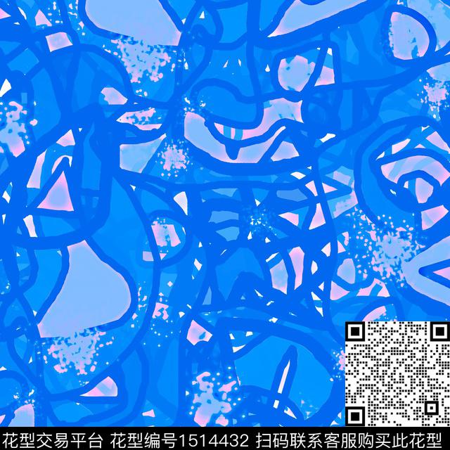 线条抽象混合拼接数码印花华亿平台下载（图片编号: 1514432） - 瓦栏（Walan）