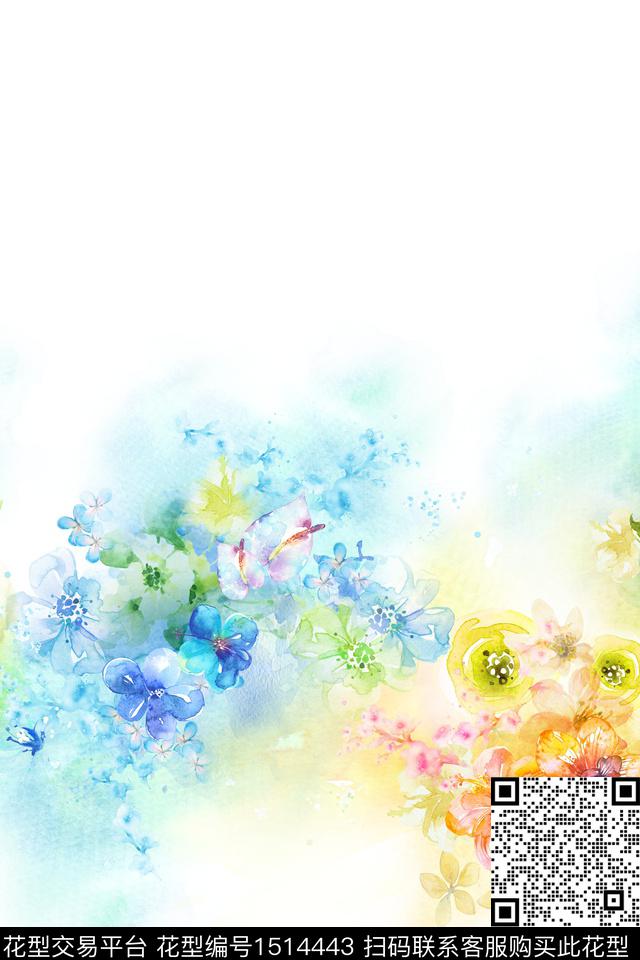 植物淑女花卉数码印花华亿平台下载（图片编号: 1514443） - 瓦栏（Walan）