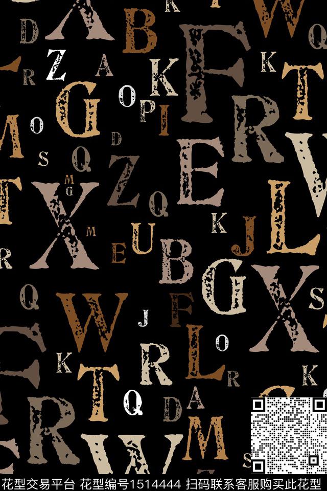 字母男装满版花大牌风传统印花华亿平台下载（图片编号: 1514444） - 瓦栏（Walan）