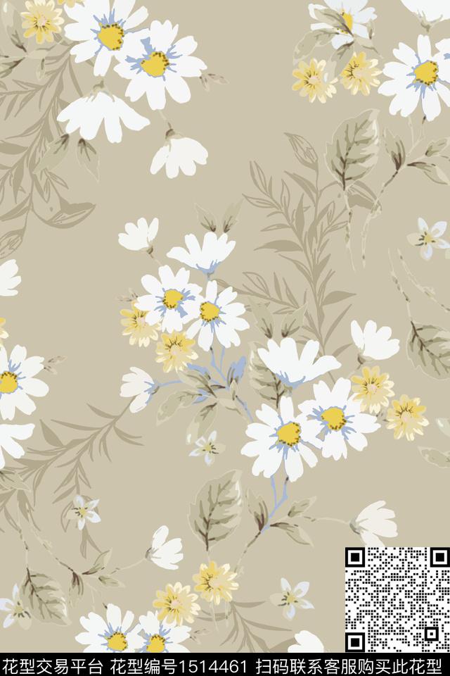 花卉手绘矢量数码印花华亿平台下载（图片编号: 1514461） - 瓦栏（Walan）