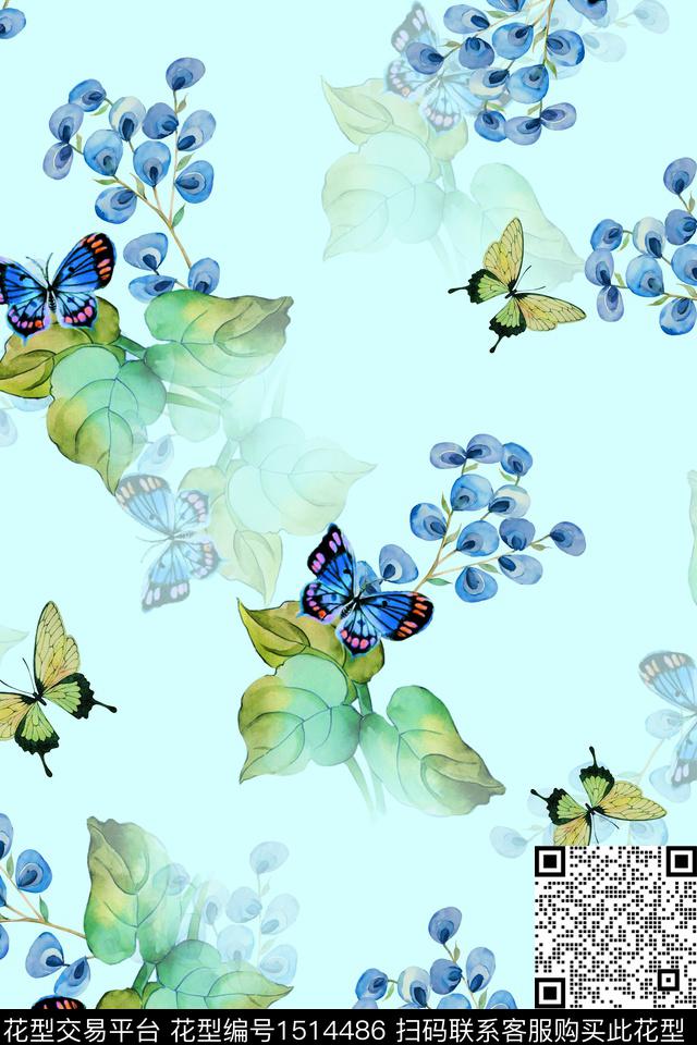 花卉小清新真丝数码印花华亿平台下载（图片编号: 1514486） - 瓦栏（Walan）