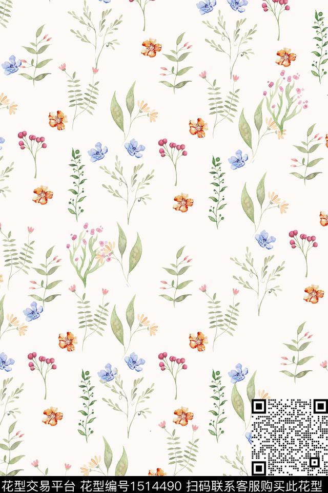 花卉小清新真丝数码印花华亿平台下载（图片编号: 1514490） - 瓦栏（Walan）
