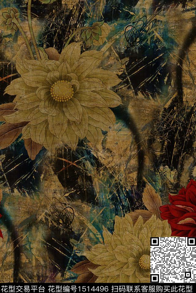 香云纱中老年中国风数码印花华亿平台下载（图片编号: 1514496） - 瓦栏（Walan）