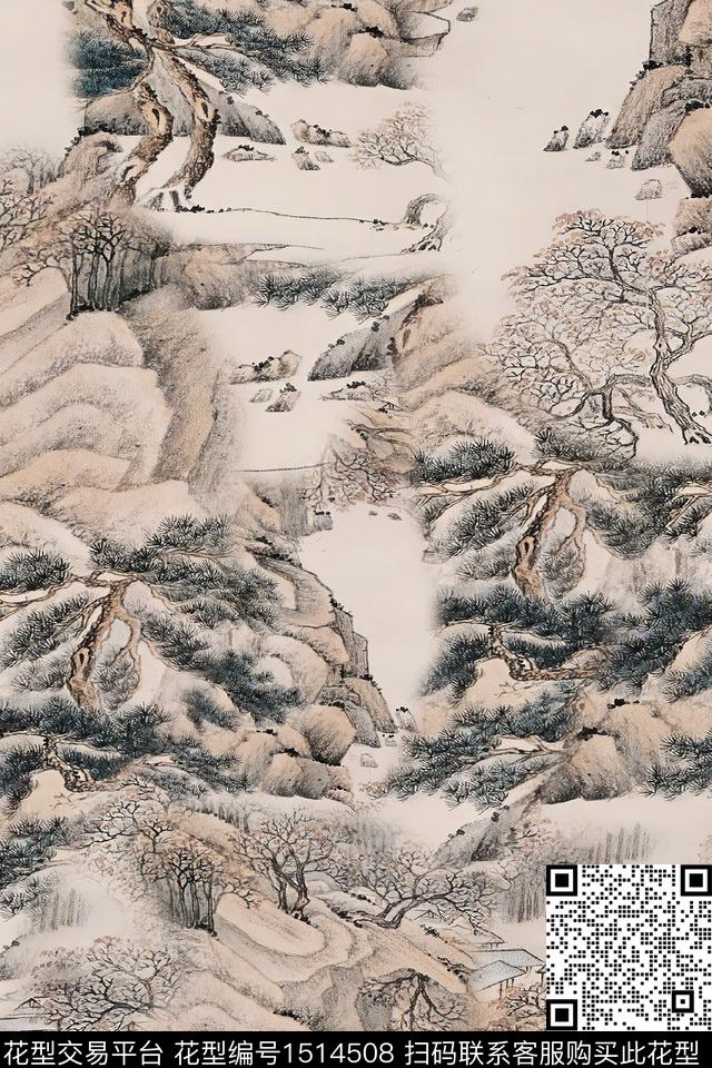 香云纱中老年国画数码印花华亿平台下载（图片编号: 1514508） - 瓦栏（Walan）