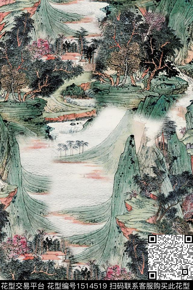 香云纱中老年国画数码印花华亿平台下载（图片编号: 1514519） - 瓦栏（Walan）