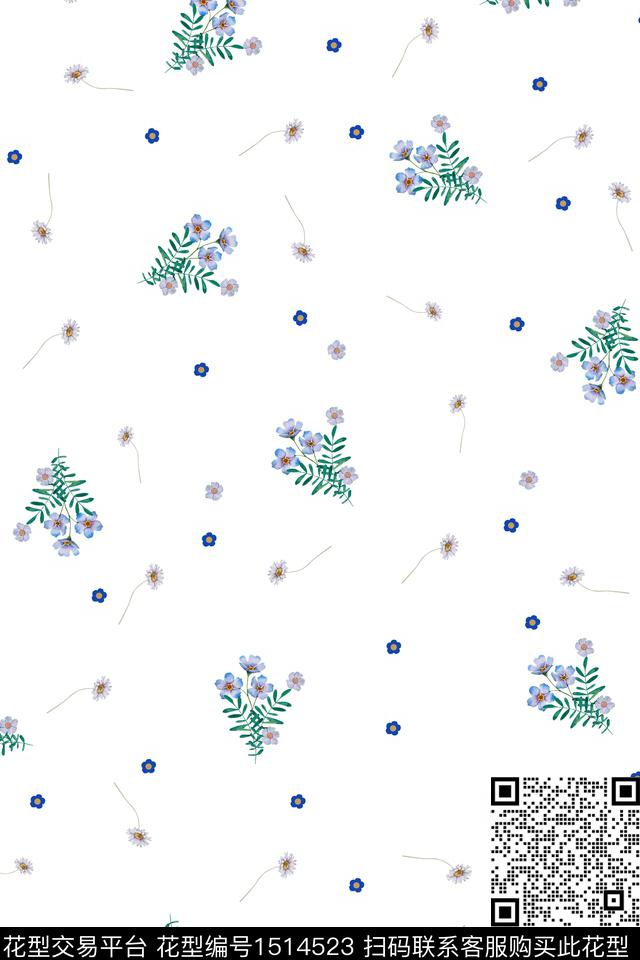 花卉大牌风小清新数码印花华亿平台下载（图片编号: 1514523） - 瓦栏（Walan）