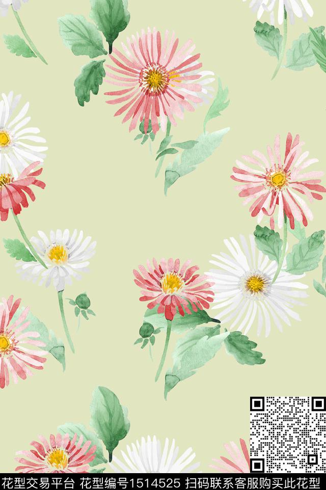 花卉大牌风小清新数码印花华亿平台下载（图片编号: 1514525） - 瓦栏（Walan）
