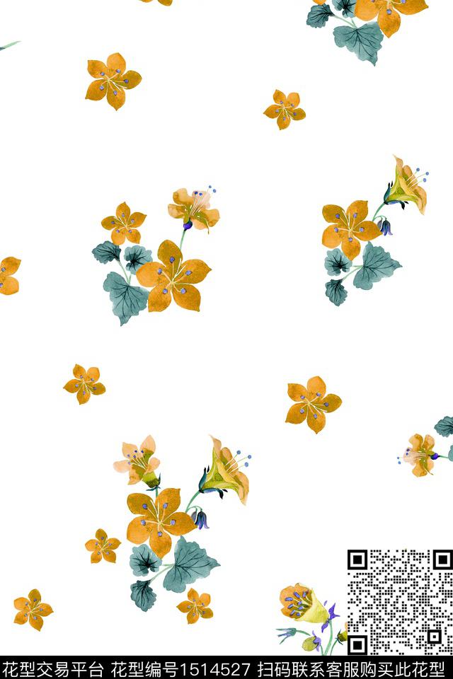 花卉大牌风小清新数码印花华亿平台下载（图片编号: 1514527） - 瓦栏（Walan）