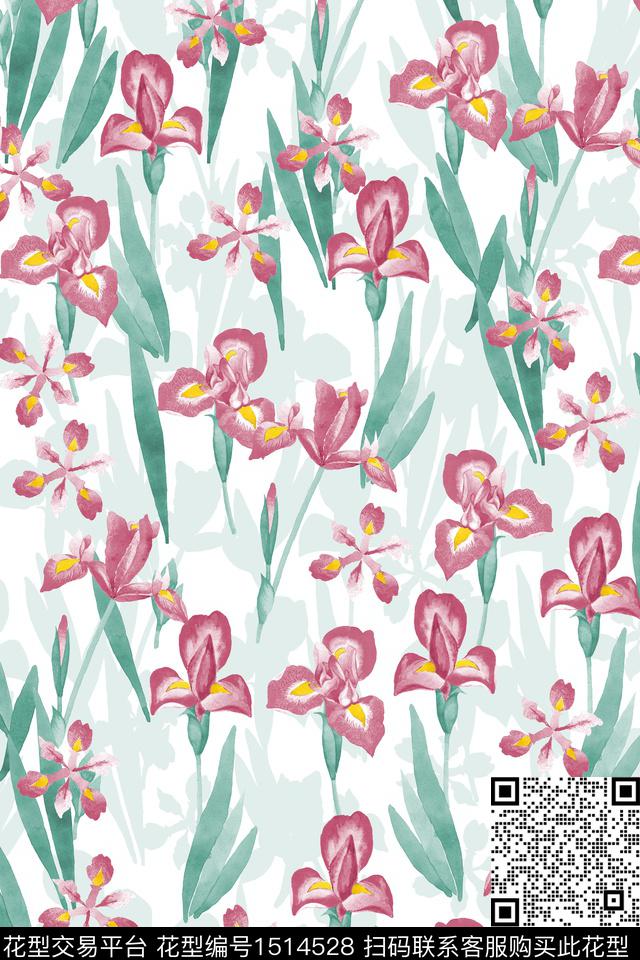花卉大牌风小清新数码印花华亿平台下载（图片编号: 1514528） - 瓦栏（Walan）