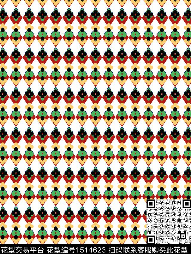 几何格子大牌风数码印花华亿平台下载（图片编号: 1514623） - 瓦栏（Walan）