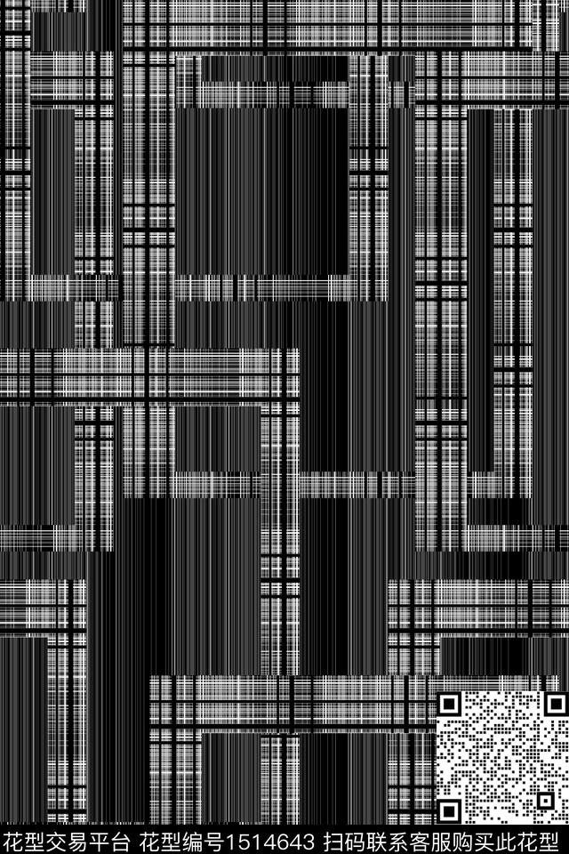 几何格子线条画传统印花华亿平台下载（图片编号: 1514643） - 瓦栏（Walan）