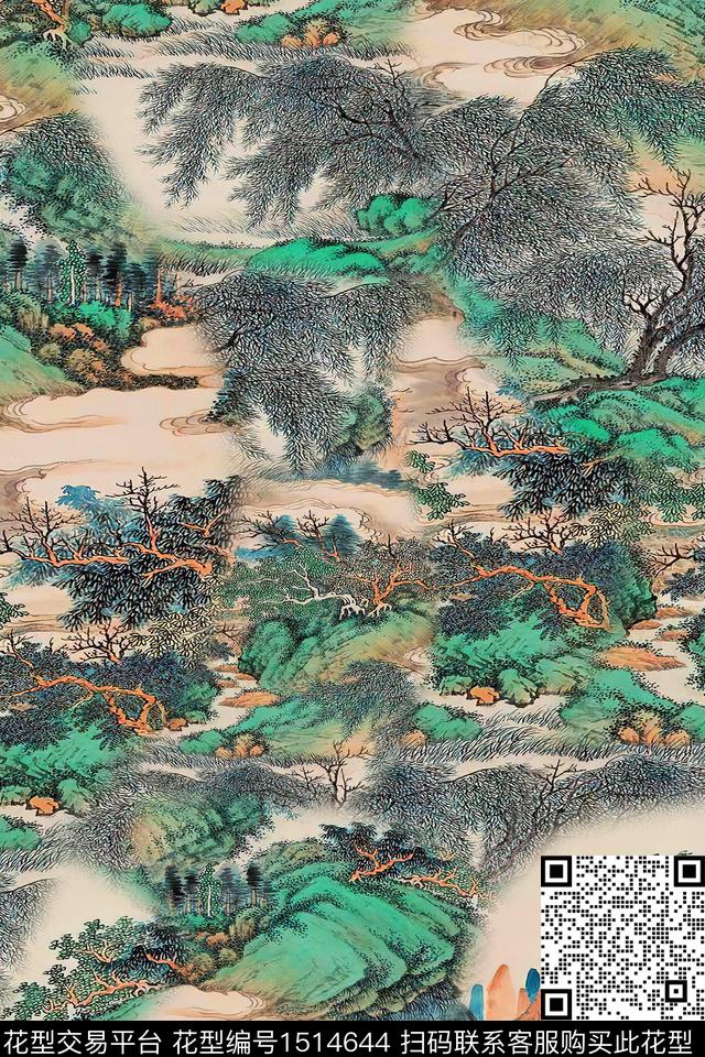 香云纱中老年国画数码印花华亿平台下载（图片编号: 1514644） - 瓦栏（Walan）