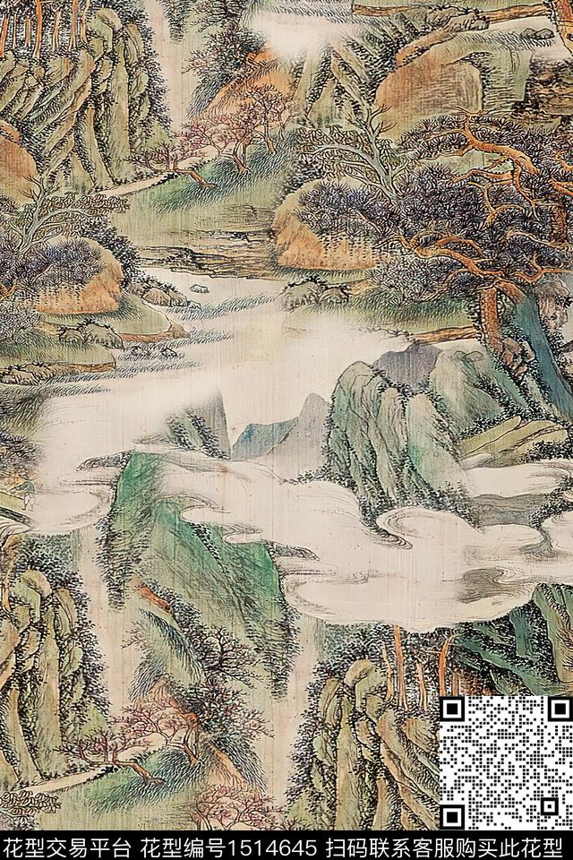 香云纱中老年国画数码印花华亿平台下载（图片编号: 1514645） - 瓦栏（Walan）