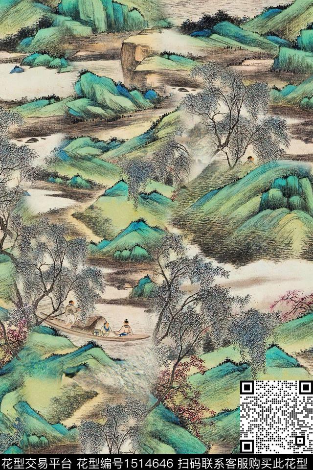 香云纱中老年国画数码印花华亿平台下载（图片编号: 1514646） - 瓦栏（Walan）