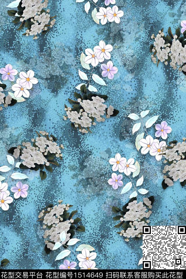 香云纱中老年组合花卉数码印花华亿平台下载（图片编号: 1514649） - 瓦栏（Walan）