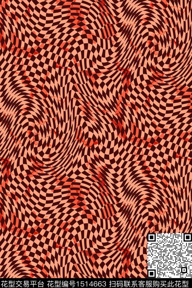 颜色几何格子数码印花华亿平台下载（图片编号: 1514663） - 瓦栏（Walan）