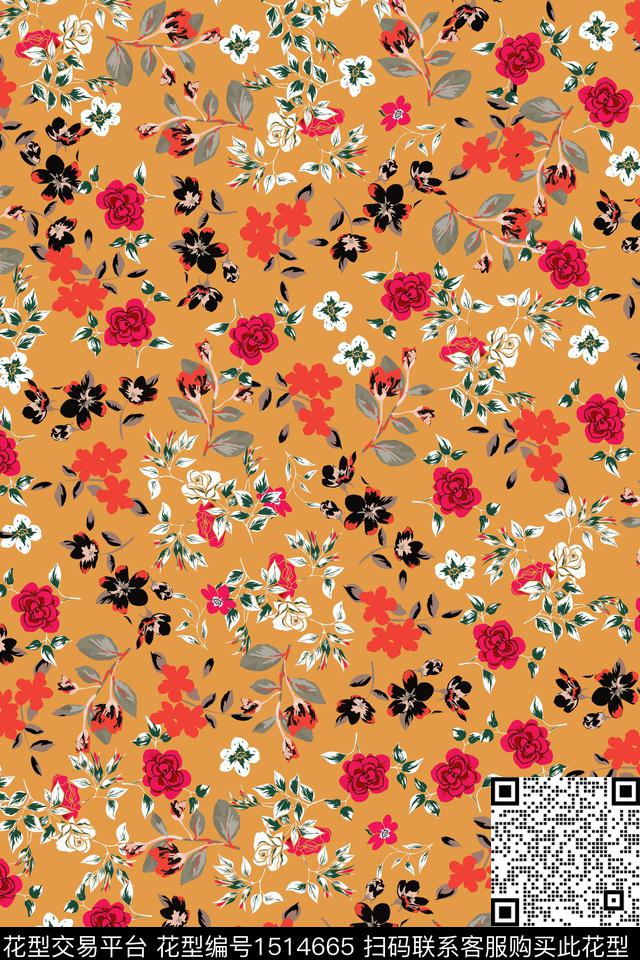 花卉小碎花中老年花卉数码印花华亿平台下载（图片编号: 1514665） - 瓦栏（Walan）