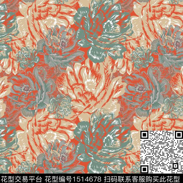 女装花卉平面花卉传统印花华亿平台下载（图片编号: 1514678） - 瓦栏（Walan）