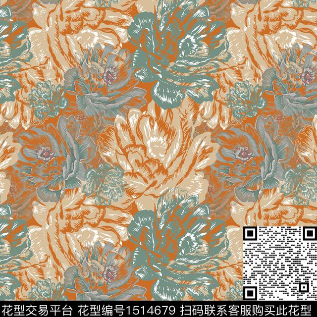 女装花卉平面花卉传统印花华亿平台下载（图片编号: 1514679） - 瓦栏（Walan）
