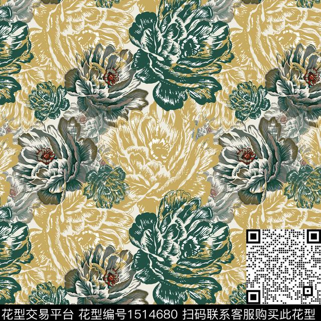 女装花卉平面花卉传统印花华亿平台下载（图片编号: 1514680） - 瓦栏（Walan）