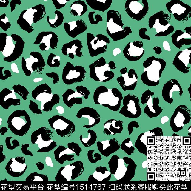 绿色豹纹几何传统印花华亿平台下载（图片编号: 1514767） - 瓦栏（Walan）