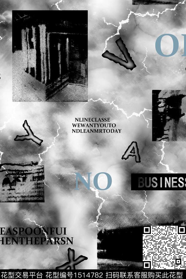 字母休闲晕染肌理数码印花华亿平台下载（图片编号: 1514782） - 瓦栏（Walan）