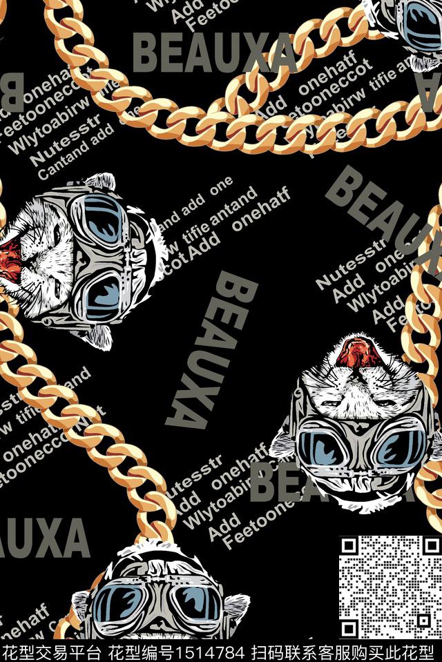 字母休闲链条数码印花华亿平台下载（图片编号: 1514784） - 瓦栏（Walan）