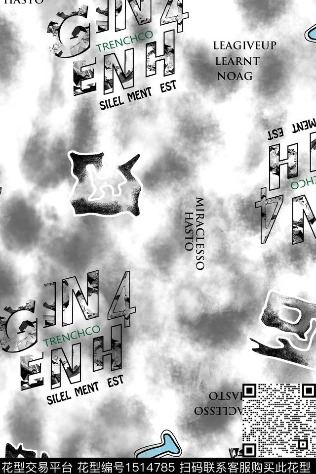 字母大牌风休闲数码印花华亿平台下载（图片编号: 1514785） - 瓦栏（Walan）