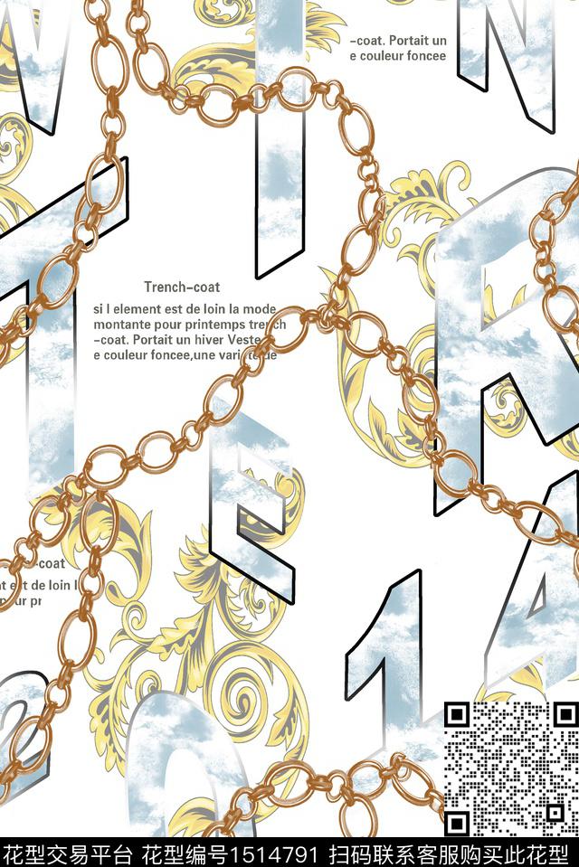 字母大牌风休闲数码印花华亿平台下载（图片编号: 1514791） - 瓦栏（Walan）