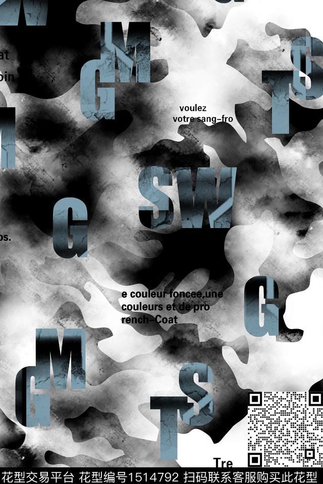 字母大牌风休闲数码印花华亿平台下载（图片编号: 1514792） - 瓦栏（Walan）