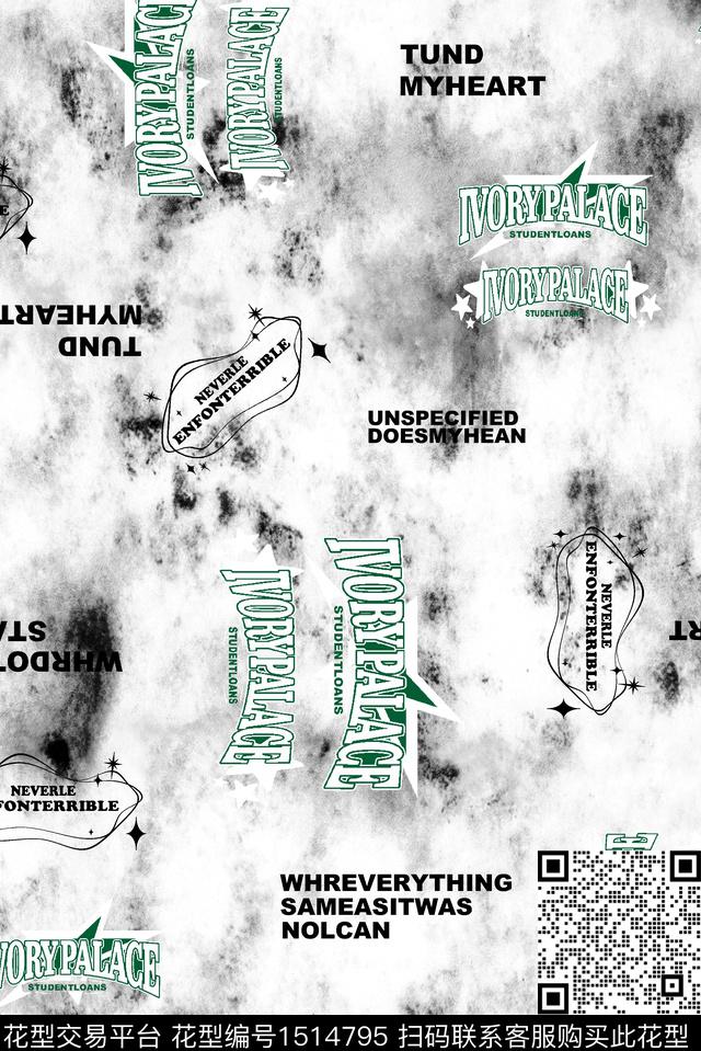 字母大牌风休闲数码印花华亿平台下载（图片编号: 1514795） - 瓦栏（Walan）