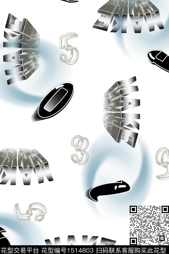 字母休闲渐变数码印花华亿平台下载（图片编号: 1514803） - 瓦栏（Walan）