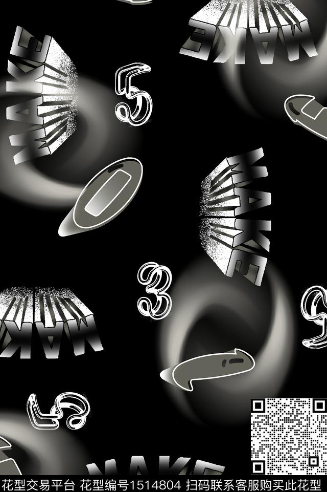 字母扎染华亿平台大牌风数码印花华亿平台下载（图片编号: 1514804） - 瓦栏（Walan）