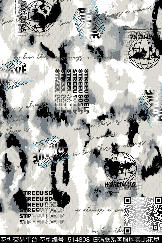 字母扎染华亿平台大牌风数码印花华亿平台下载（图片编号: 1514808） - 瓦栏（Walan）