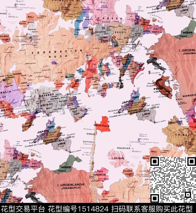 地图纹理油画华亿平台数码印花华亿平台下载（图片编号: 1514824） - 瓦栏（Walan）