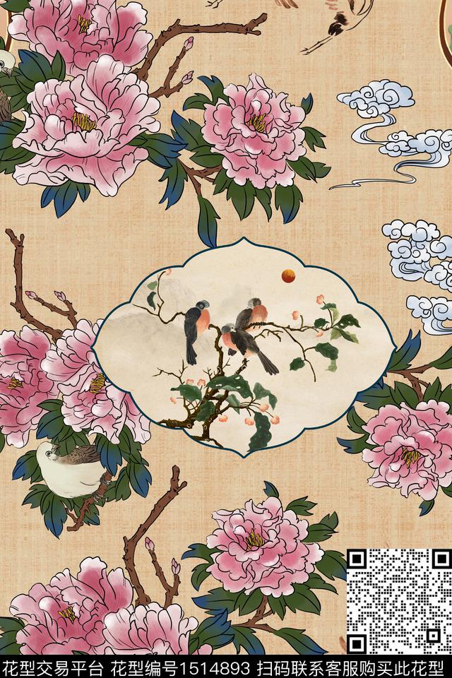 绿植树叶花卉大牌风数码印花华亿平台下载（图片编号: 1514893） - 瓦栏（Walan）