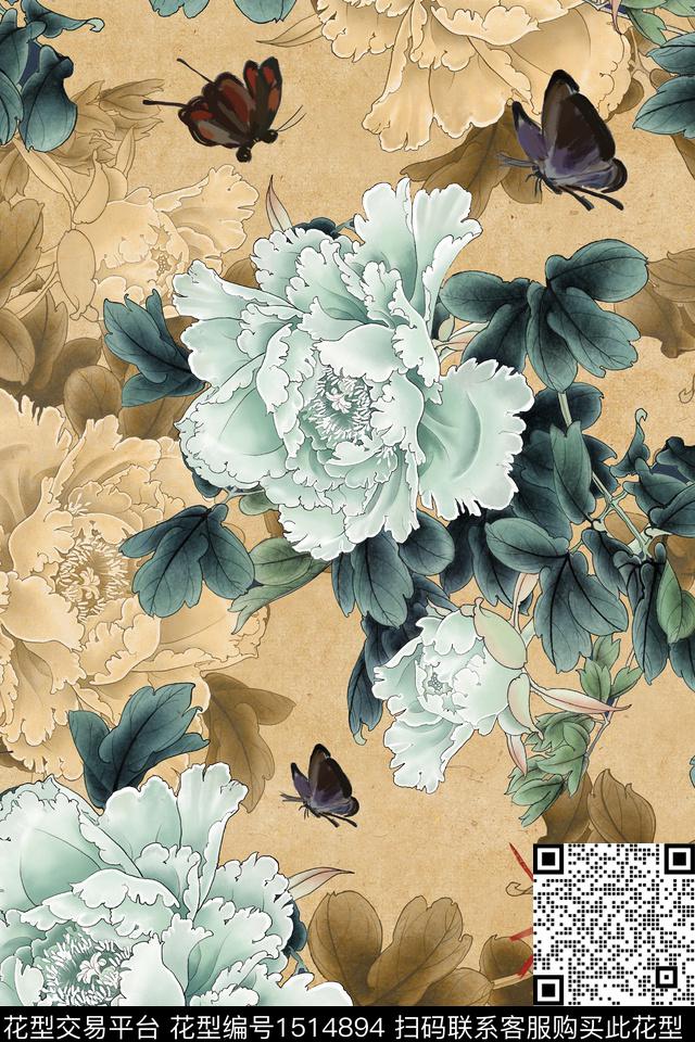 绿植树叶花卉大牌风数码印花华亿平台下载（图片编号: 1514894） - 瓦栏（Walan）